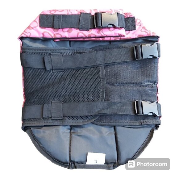 NWOT Pink Paw and Bones Print Dog Life Jacket/Vest With Handle - Size Large - Picture 2 of 6